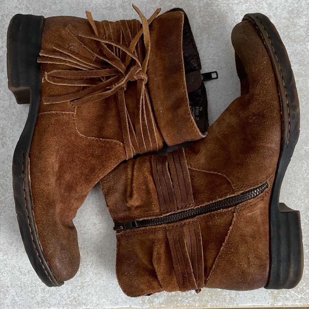 Born Brown Suede Zipper Bootie